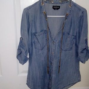 Bebe blue denim shirt